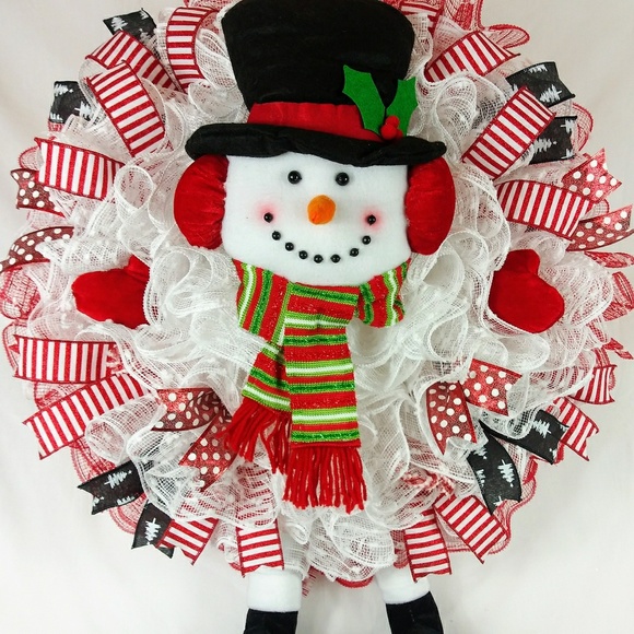 SOLD🎀Christmas Jolly Snowman Wreath - Picture 7 of 7